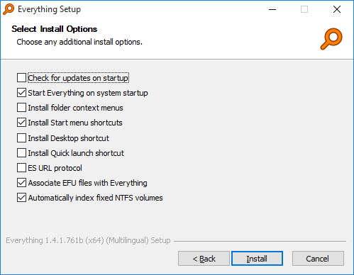 Everything Installer Install Options 2